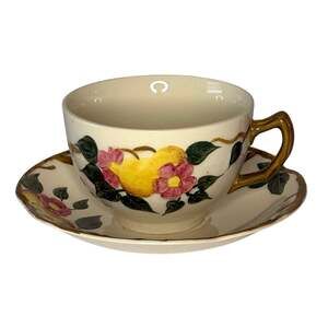Vintage Johnson Bros Peach Bloom Cup Saucer Set of 4 Pink Floral England